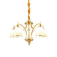 Bowl Ivory Glass Chandelier Lamp Colonial 3/5/8 Bulbs Living Room Down Lighting Pendant in Gold Clearhalo 'Ceiling Lights' 'Chandeliers' Lighting' options 1455606