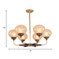 Ball Frosted Glass Ceiling Chandelier Colonial 3/6 Heads Dining Room Pendant Light in Black and Gold Clearhalo 'Ceiling Lights' 'Chandeliers' Lighting' options 1455682