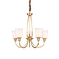 White Glass Cylinder Chandelier Light Colonialism 3/5 Lights Bedroom Pendant Lighting Fixture in Gold Clearhalo 'Ceiling Lights' 'Chandeliers' Lighting' options 1455689