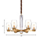 Clear Glass Gold Chandelier Lamp Oval 3/6-Bulb Colonialist Suspension Pendant with Starburst Design Clearhalo 'Ceiling Lights' 'Chandeliers' Lighting' options 1455695