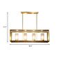 3/4 Bulbs Island Ceiling Light Colonial Cylindrical Clear Glass Suspension Lamp in Gold with Rectangle Metal Cage Clearhalo 'Ceiling Lights' 'Island Lights' Lighting' 1455735
