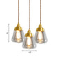 Luxurious Tapered Multi Light Pendant 2/3 Heads Clear Glass Hanging Lamp in Gold with Round/Linear Canopy Clearhalo 'Ceiling Lights' 'Glass shade' 'Glass' 'Pendant Lights' 'Pendants' Lighting' 1455744