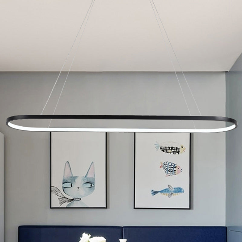 19.5"/27.5" W Dining Room LED Chandelier Minimalism Black Pendant Light with Elliptical Acrylic Frame Clearhalo 'Ceiling Lights' 'Chandeliers' 'Modern Chandeliers' 'Modern' Lighting' 1455825