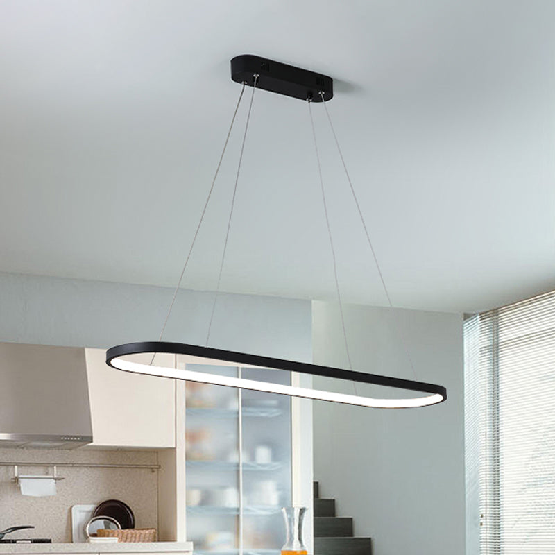 19.5"/27.5" W Dining Room LED Chandelier Minimalism Black Pendant Light with Elliptical Acrylic Frame Clearhalo 'Ceiling Lights' 'Chandeliers' 'Modern Chandeliers' 'Modern' Lighting' 1455827