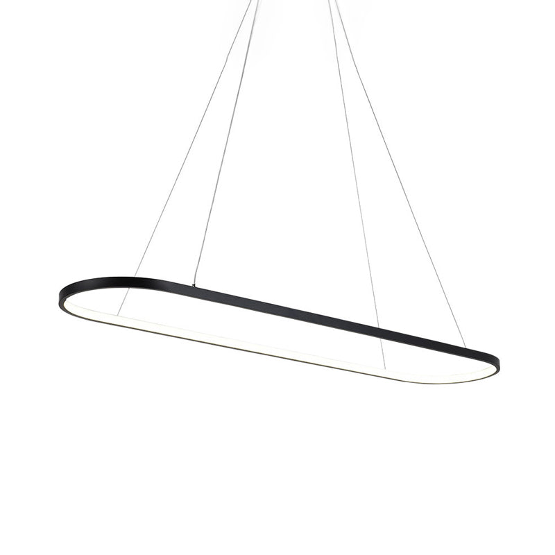 19.5"/27.5" W Dining Room LED Chandelier Minimalism Black Pendant Light with Elliptical Acrylic Frame Clearhalo 'Ceiling Lights' 'Chandeliers' 'Modern Chandeliers' 'Modern' Lighting' 1455828