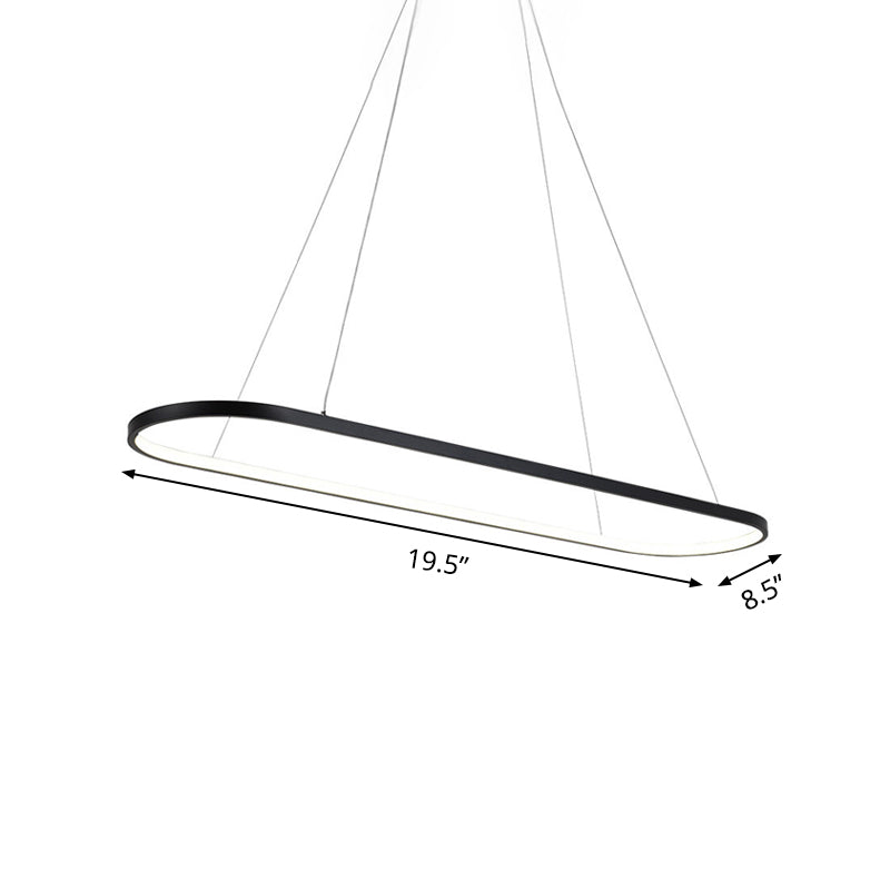 19.5"/27.5" W Dining Room LED Chandelier Minimalism Black Pendant Light with Elliptical Acrylic Frame Clearhalo 'Ceiling Lights' 'Chandeliers' 'Modern Chandeliers' 'Modern' Lighting' 1455829