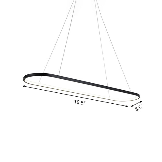 19.5"/27.5" W Dining Room LED Chandelier Minimalism Black Pendant Light with Elliptical Acrylic Frame Clearhalo 'Ceiling Lights' 'Chandeliers' 'Modern Chandeliers' 'Modern' Lighting' 1455829