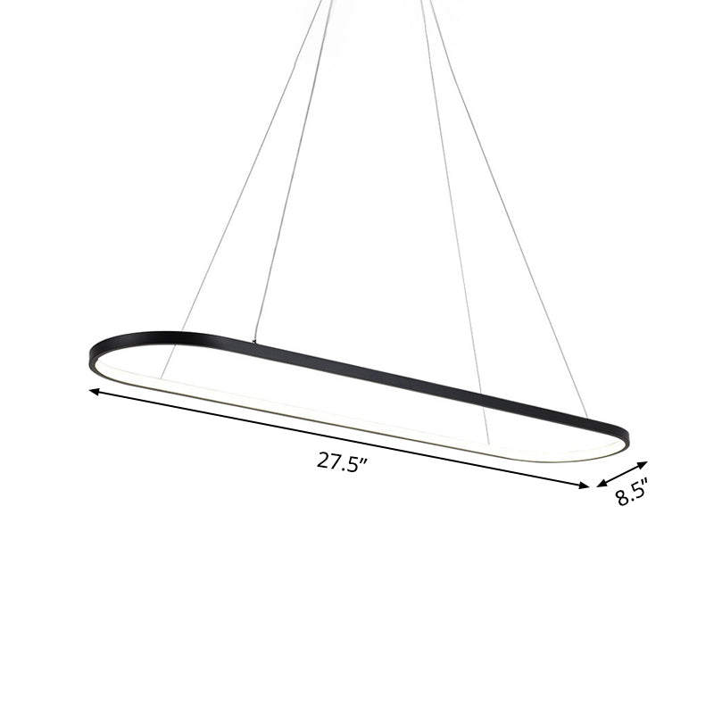 19.5"/27.5" W Dining Room LED Chandelier Minimalism Black Pendant Light with Elliptical Acrylic Frame Clearhalo 'Ceiling Lights' 'Chandeliers' 'Modern Chandeliers' 'Modern' Lighting' 1455830