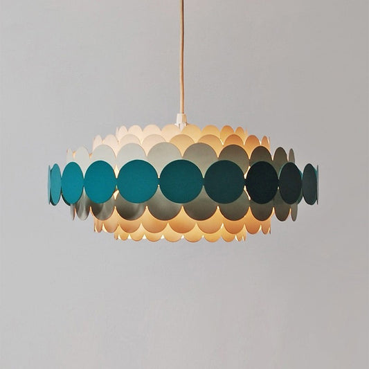 Red/Green Circle Tiers Chandelier Lamp Modernist 3-Light Metal Hanging Pendant Light for Living Room Clearhalo 'Ceiling Lights' 'Chandeliers' 'Modern Chandeliers' 'Modern' Lighting' 1455876