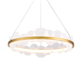 Mid Century Loop Metal Chandelier LED Pendant Ceiling Light in Gold with Acrylic Bubble Flakes Decor Clearhalo 'Ceiling Lights' 'Chandeliers' 'Modern Chandeliers' 'Modern' Lighting' 1455884