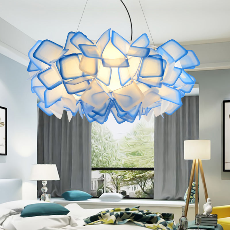 Hand-Worked Blooming LED Chandelier Modern Stylish Acrylic Blue/Purple Suspended Lighting Fixture, 21"/31" Wide Clearhalo 'Ceiling Lights' 'Modern Pendants' 'Modern' 'Pendant Lights' 'Pendants' Lighting' 1455892