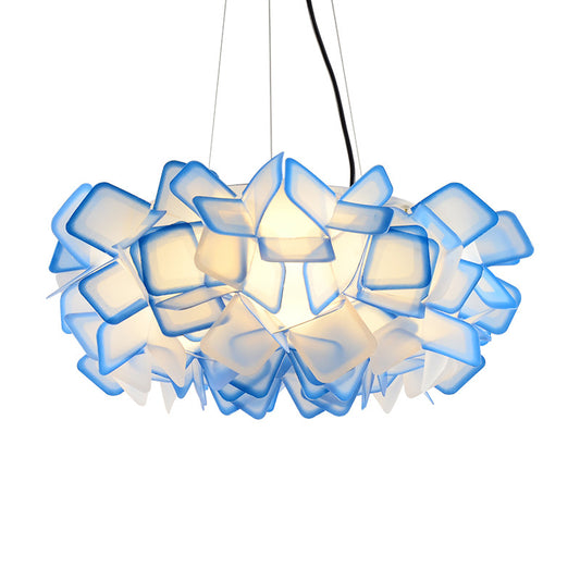 Hand-Worked Blooming LED Chandelier Modern Stylish Acrylic Blue/Purple Suspended Lighting Fixture, 21"/31" Wide Clearhalo 'Ceiling Lights' 'Modern Pendants' 'Modern' 'Pendant Lights' 'Pendants' Lighting' 1455894