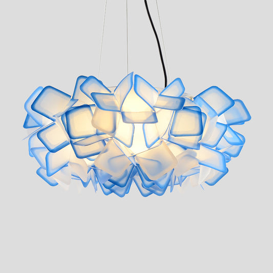 Hand-Worked Blooming LED Chandelier Modern Stylish Acrylic Blue/Purple Suspended Lighting Fixture, 21"/31" Wide Clearhalo 'Ceiling Lights' 'Modern Pendants' 'Modern' 'Pendant Lights' 'Pendants' Lighting' 1455895