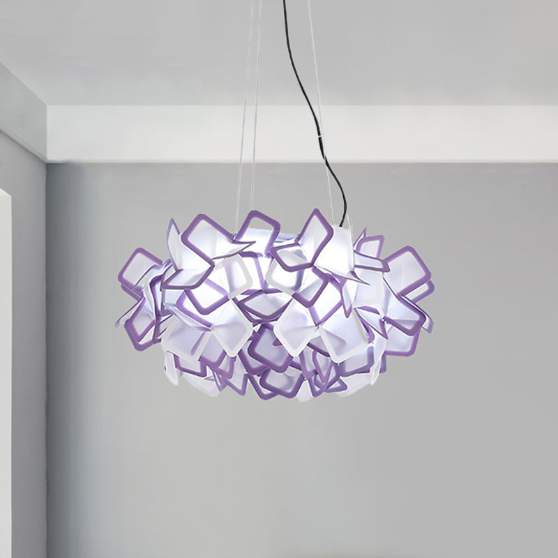 Hand-Worked Blooming LED Chandelier Modern Stylish Acrylic Blue/Purple Suspended Lighting Fixture, 21"/31" Wide Clearhalo 'Ceiling Lights' 'Modern Pendants' 'Modern' 'Pendant Lights' 'Pendants' Lighting' 1455898