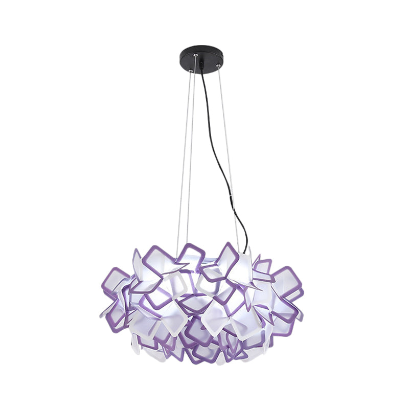Hand-Worked Blooming LED Chandelier Modern Stylish Acrylic Blue/Purple Suspended Lighting Fixture, 21"/31" Wide Clearhalo 'Ceiling Lights' 'Modern Pendants' 'Modern' 'Pendant Lights' 'Pendants' Lighting' 1455900