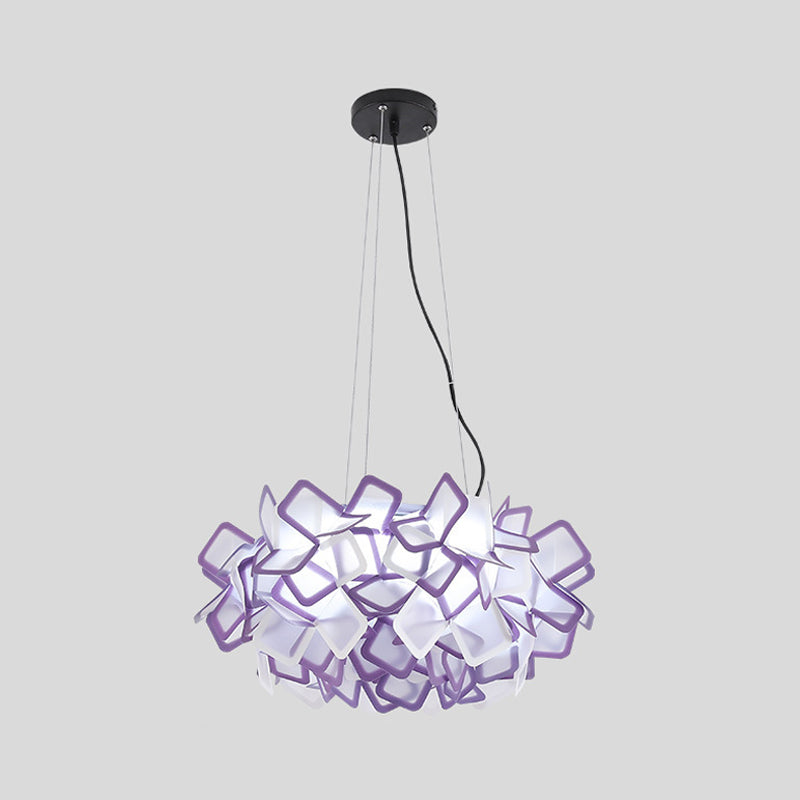 Hand-Worked Blooming LED Chandelier Modern Stylish Acrylic Blue/Purple Suspended Lighting Fixture, 21"/31" Wide Clearhalo 'Ceiling Lights' 'Modern Pendants' 'Modern' 'Pendant Lights' 'Pendants' Lighting' 1455901