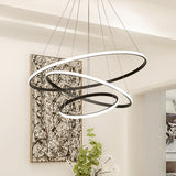 Black Tiered Slim Loop Chandelier Simplicity Aluminum LED Pendant Lighting in Warm/White Light for Living Room Clearhalo 'Ceiling Lights' 'Chandeliers' 'Modern Chandeliers' 'Modern' Lighting' 1455903