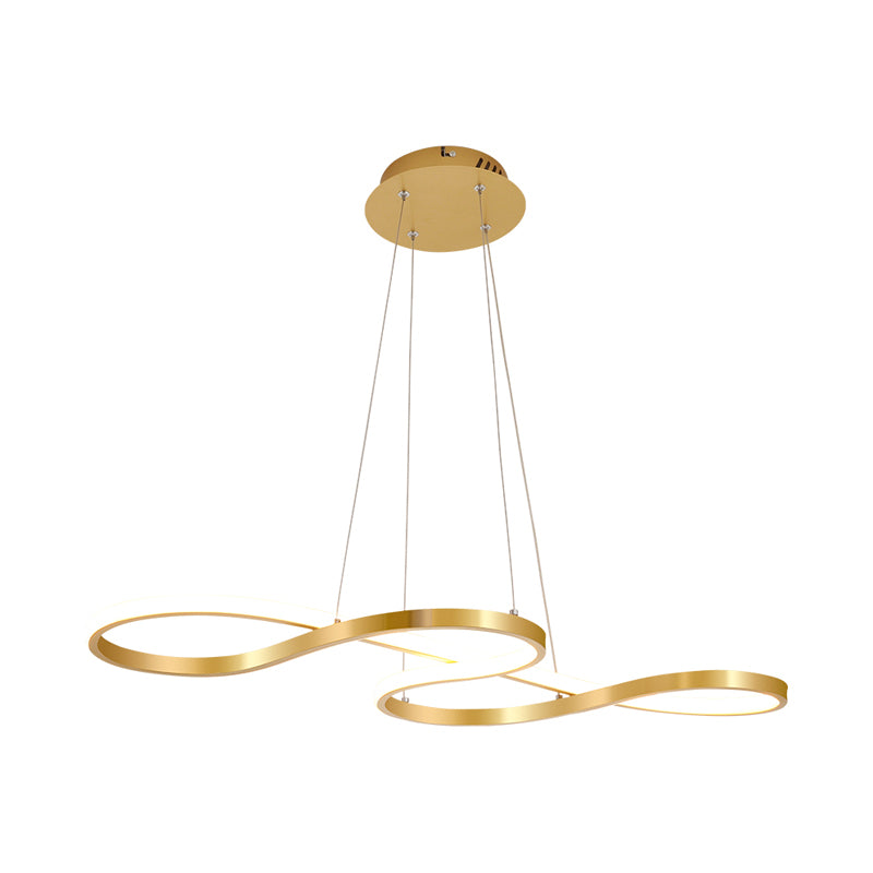 Closed Curve Kitchen Dinette Chandelier Silica Gel Modernist LED Ceiling Pendant Light in Gold Clearhalo 'Ceiling Lights' 'Chandeliers' 'Modern Chandeliers' 'Modern' Lighting' 1455910