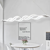 Iron Surge Design Linear Chandelier Minimal White LED Pendant Lamp in Warm/White Light over Table White
