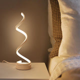 Minimalist Stylish Swirl LED Table Lamp Acrylic Bedroom Night Lighting in White with Plug In Cord Clearhalo 'Lamps' 'Table Lamps' Lighting' 1455939