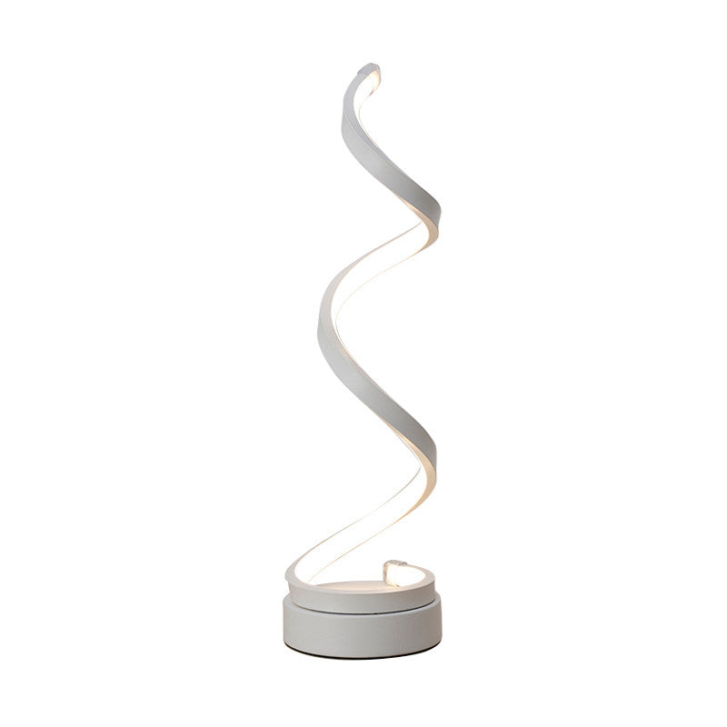 Minimalist Stylish Swirl LED Table Lamp Acrylic Bedroom Night Lighting in White with Plug In Cord Clearhalo 'Lamps' 'Table Lamps' Lighting' 1455940