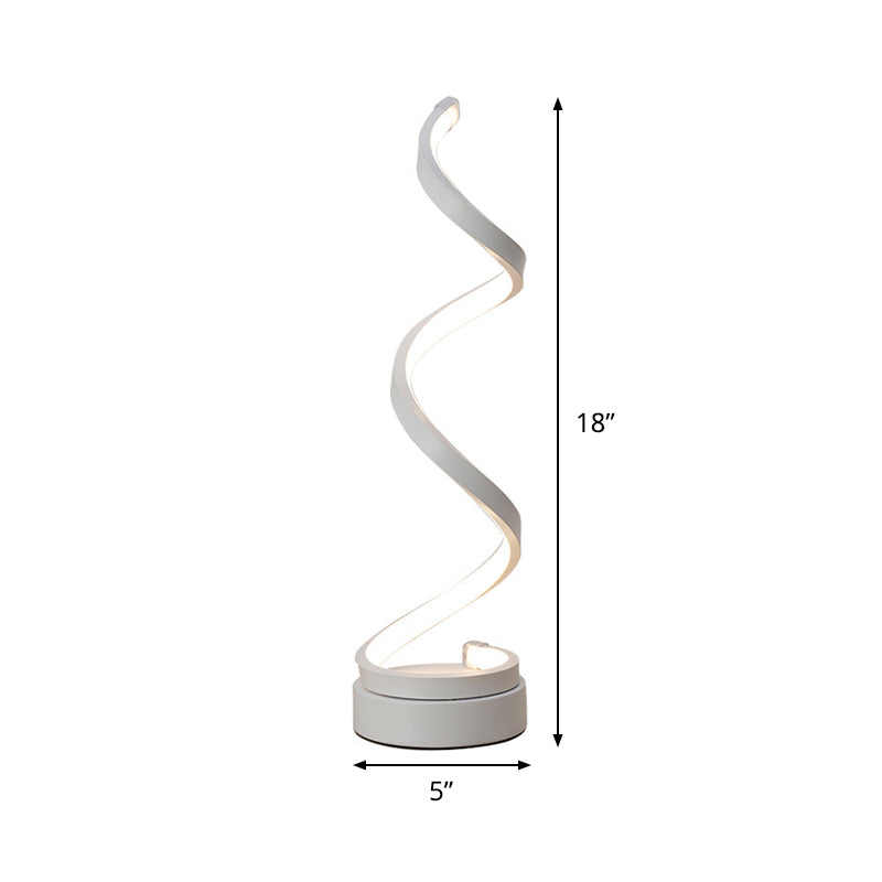 Minimalist Stylish Swirl LED Table Lamp Acrylic Bedroom Night Lighting in White with Plug In Cord Clearhalo 'Lamps' 'Table Lamps' Lighting' 1455941