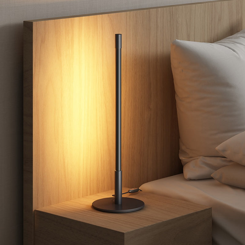 Plumb Rod Plug-In LED Night Light Simple Creative Bedside Table Lamp in Black, Warm/White Light Black Clearhalo 'Lamps' 'Table Lamps' Lighting' 1455947