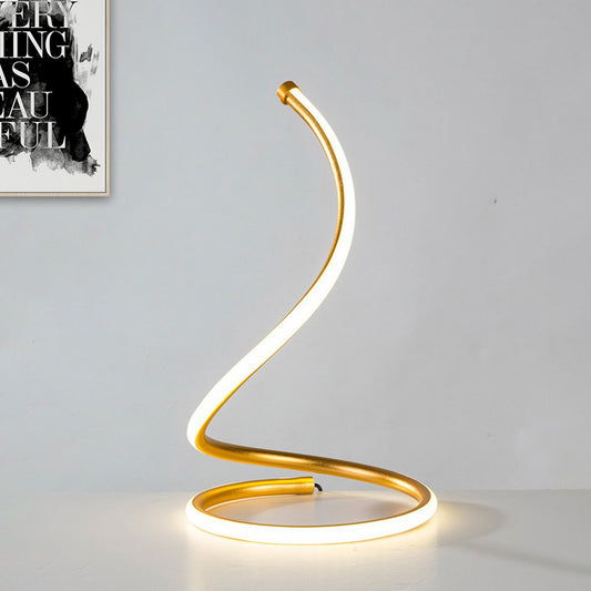 Spiral Silica Gel Night Light Simplicity Novelty Golden LED Table Lamp for Bedroom Clearhalo 'Lamps' 'Table Lamps' Lighting' 1455958