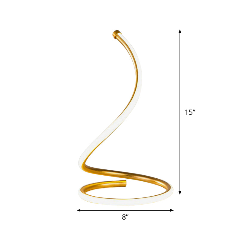 Spiral Silica Gel Night Light Simplicity Novelty Golden LED Table Lamp for Bedroom Clearhalo 'Lamps' 'Table Lamps' Lighting' 1455961