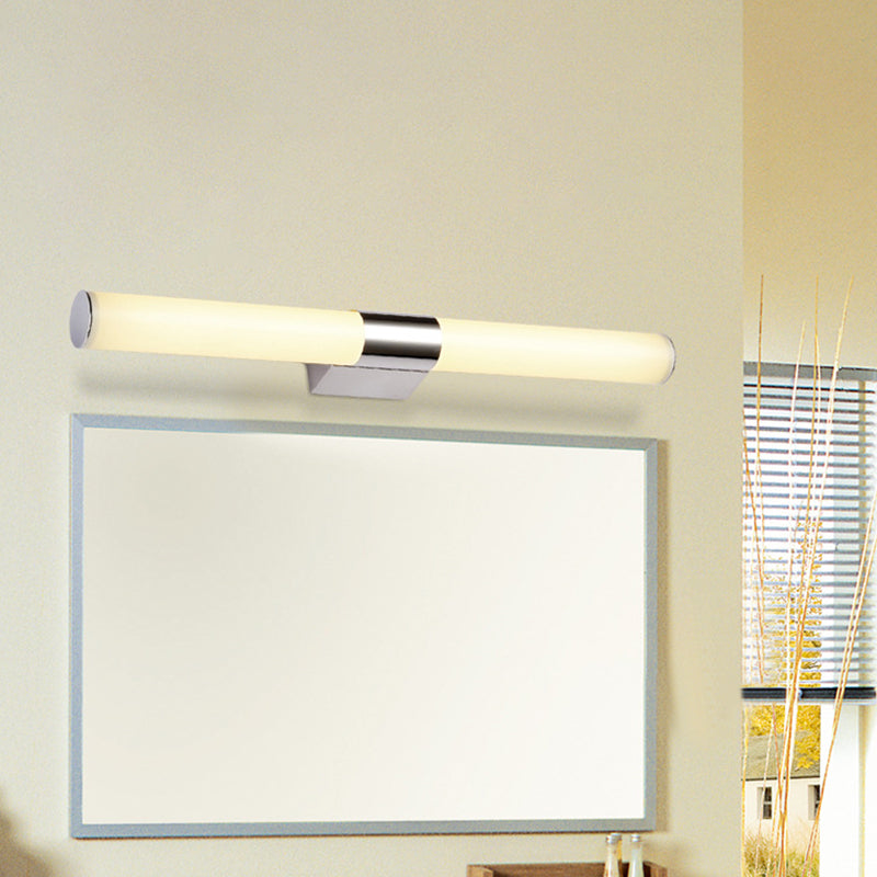 Acrylic Tube Wall Vanity Light Modern Chrome Finish LED Sconce Lamp in Warm/White Light, 18"/23.5"/31.5" Length Clearhalo 'Modern wall lights' 'Modern' 'Vanity Lights' 'Wall Lights' Lighting' 1455993