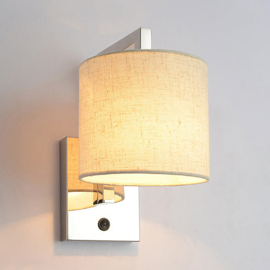 Drum Wall Light Sconce Modernism Fabric LED Sconce Light in Chrome for Living Room Chrome A Clearhalo 'Modern wall lights' 'Modern' 'Wall Lamps & Sconces' 'Wall Lights' Lighting' 145621