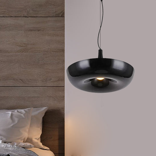 Trumpet Aluminum Hanging Lamp Nordic 1 Bulb White/Black Pendant Ceiling Light with Curled Edge Clearhalo 'Ceiling Lights' 'Modern Pendants' 'Modern' 'Pendant Lights' 'Pendants' Lighting' 1456266