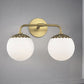 Ivory Glass Gold Vanity Sconce Sphere 2/3 Lights Colonialist Wall Mounted Light Fixture for Bedroom Clearhalo 'Vanity Lights' 'Wall Lights' Lighting' 1456283