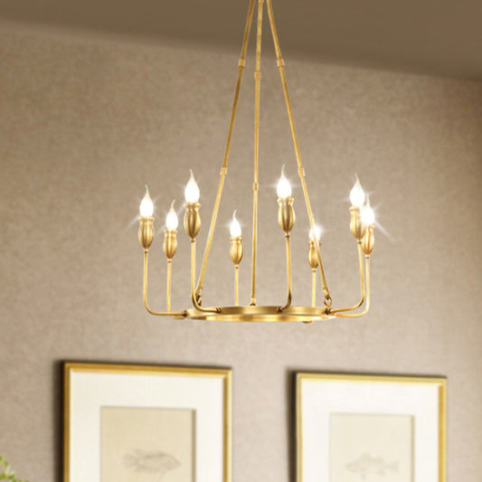 6/8 Bulbs Candle Ceiling Chandelier Colonial Gold Metal Suspension Pendant Light for Dining Room Clearhalo 'Ceiling Lights' 'Chandeliers' Lighting' options 1456327