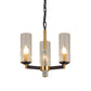 Vintage Cylinder Chandelier Lighting Fixture 3/5/6 Bulbs Clear Water Glass Pendant Lamp in Black and Gold Clearhalo 'Ceiling Lights' 'Chandeliers' Lighting' options 1456398
