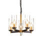 Vintage Cylinder Chandelier Lighting Fixture 3/5/6 Bulbs Clear Water Glass Pendant Lamp in Black and Gold Clearhalo 'Ceiling Lights' 'Chandeliers' Lighting' options 1456402