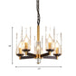 Vintage Cylinder Chandelier Lighting Fixture 3/5/6 Bulbs Clear Water Glass Pendant Lamp in Black and Gold Clearhalo 'Ceiling Lights' 'Chandeliers' Lighting' options 1456404