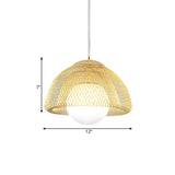 Opal Matte Glass Globe Pendant Light Vintage 12"/16" Wide 1 Light Hanging Lamp Kit with Dual Mesh Screen in Gold Clearhalo 'Ceiling Lights' 'Modern Pendants' 'Modern' 'Pendant Lights' 'Pendants' Lighting' 1456509