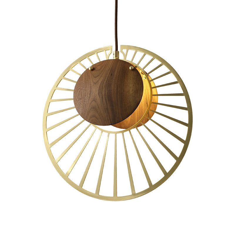 Army Green Wire Hat Pendant Light Modern Creative 1 Light Iron Ceiling Lamp with Wood Clamp Lampshade Clearhalo 'Ceiling Lights' 'Modern Pendants' 'Modern' 'Pendant Lights' 'Pendants' Lighting' 1456521