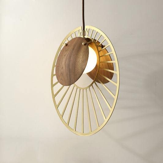 Army Green Wire Hat Pendant Light Modern Creative 1 Light Iron Ceiling Lamp with Wood Clamp Lampshade Clearhalo 'Ceiling Lights' 'Modern Pendants' 'Modern' 'Pendant Lights' 'Pendants' Lighting' 1456522