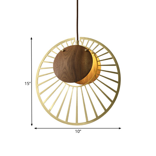 Army Green Wire Hat Pendant Light Modern Creative 1 Light Iron Ceiling Lamp with Wood Clamp Lampshade Clearhalo 'Ceiling Lights' 'Modern Pendants' 'Modern' 'Pendant Lights' 'Pendants' Lighting' 1456523