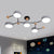 White/Grey Round Shade Ceiling Lamp Nordic 5 Bulbs Iron Semi Flush Mount Fixture with Vine Design Grey Clearhalo 'Ceiling Lights' 'Close To Ceiling Lights' 'Close to ceiling' 'Semi-flushmount' Lighting' 1456558