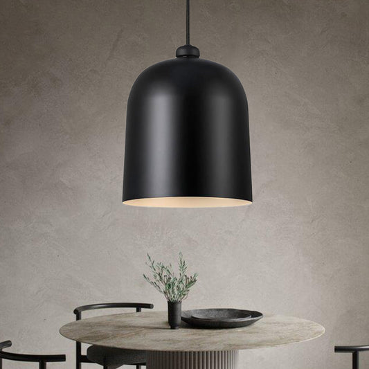 Black/White/Grey Moveable Dome Pendant Nordic 1 Bulb Metal Ceiling Suspension Lamp for Dining Room Black Clearhalo 'Ceiling Lights' 'Modern Pendants' 'Modern' 'Pendant Lights' 'Pendants' Lighting' 1456630