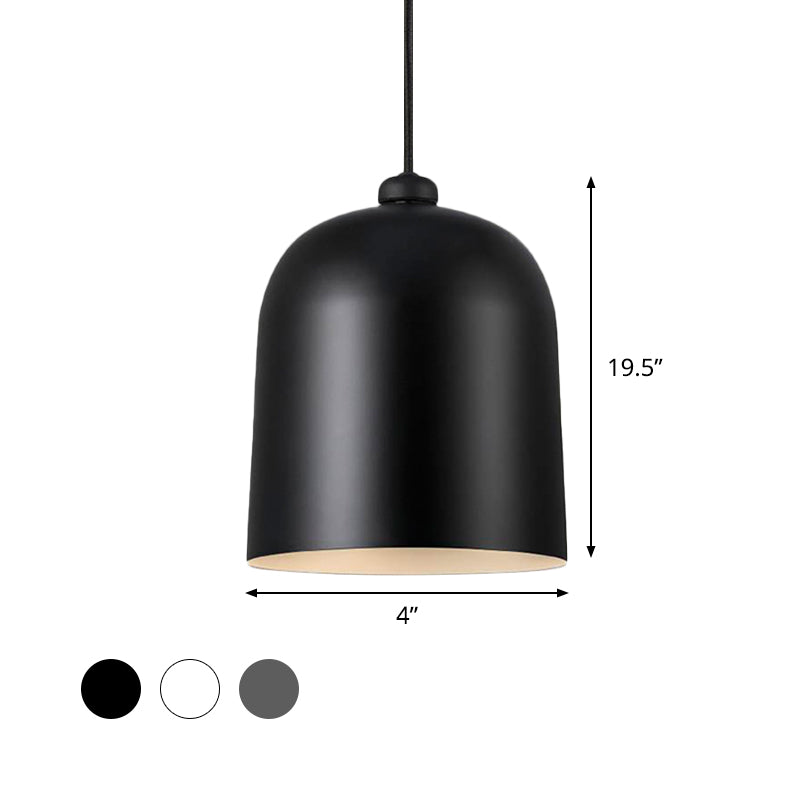 Black/White/Grey Moveable Dome Pendant Nordic 1 Bulb Metal Ceiling Suspension Lamp for Dining Room Clearhalo 'Ceiling Lights' 'Modern Pendants' 'Modern' 'Pendant Lights' 'Pendants' Lighting' 1456634