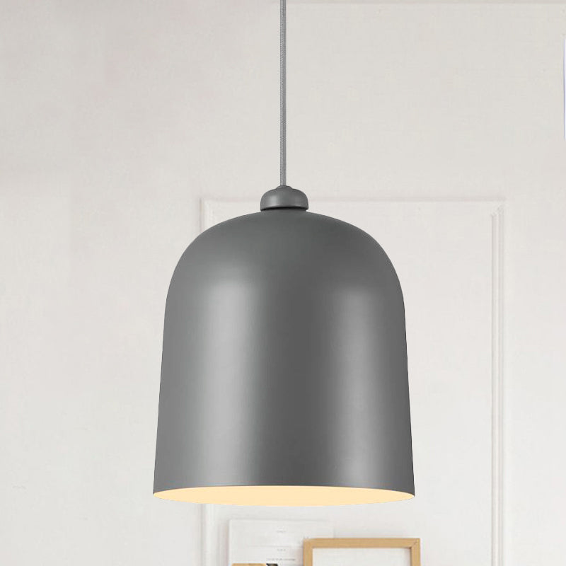 Black/White/Grey Moveable Dome Pendant Nordic 1 Bulb Metal Ceiling Suspension Lamp for Dining Room Grey Clearhalo 'Ceiling Lights' 'Modern Pendants' 'Modern' 'Pendant Lights' 'Pendants' Lighting' 1456639