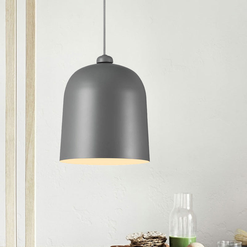 Black/White/Grey Moveable Dome Pendant Nordic 1 Bulb Metal Ceiling Suspension Lamp for Dining Room Clearhalo 'Ceiling Lights' 'Modern Pendants' 'Modern' 'Pendant Lights' 'Pendants' Lighting' 1456640