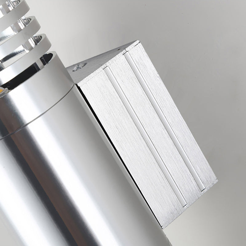 Cylinder Metallic Wall Lighting Modern LED Chrome Wall Mounted Lamp with Hollow Design in Warm/White Lighting Clearhalo 'Cast Iron' 'Glass' 'Industrial' 'Modern wall lights' 'Modern' 'Tiffany' 'Traditional wall lights' 'Wall Lamps & Sconces' 'Wall Lights' Lighting' 145666