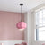 1 Bulb Dinette Pendulum Light Macaron Pink Hanging Pendant with Faceted Lantern Iron Shade Pink Clearhalo 'Ceiling Lights' 'Modern Pendants' 'Modern' 'Pendant Lights' 'Pendants' Lighting' 1456704