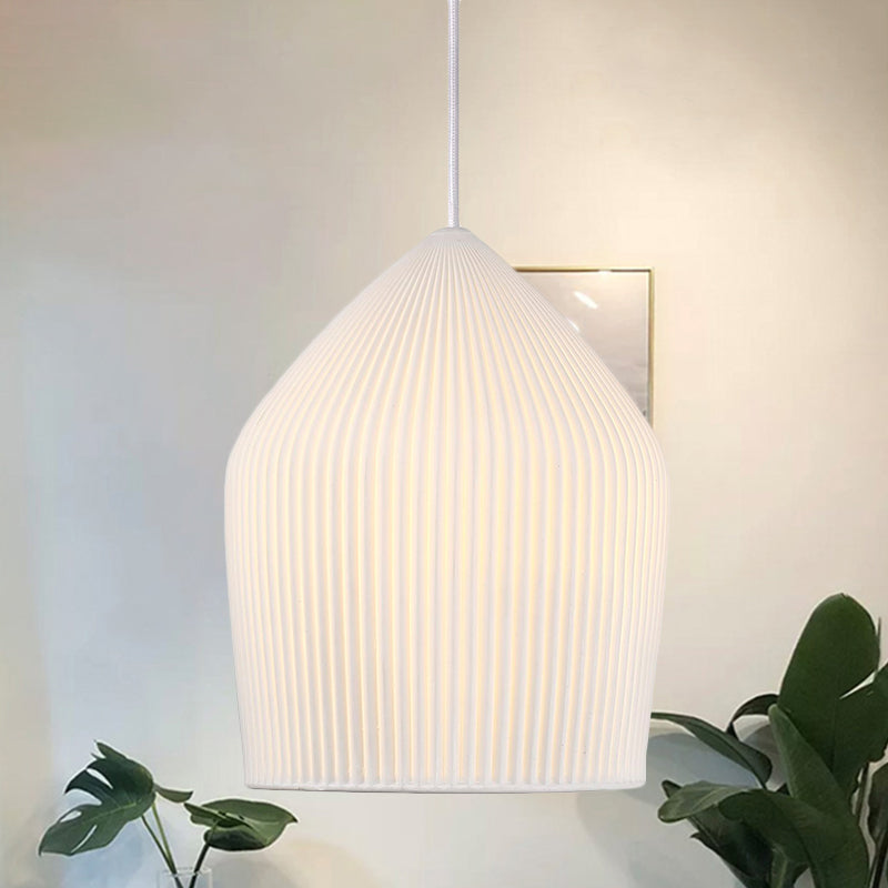 Simple Single Suspension Pendant Light Prismatic Glass White Cloche Hanging Lamp Kit White Clearhalo 'Ceiling Lights' 'Modern Pendants' 'Modern' 'Pendant Lights' 'Pendants' Lighting' 1456728