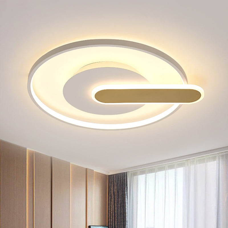 Thin Button Shaped Ceiling Light Modernism Acrylic Black/White and Gold LED Flush Mount Lighting White-Gold Clearhalo 'Ceiling Lights' 'Close To Ceiling Lights' 'Close to ceiling' 'Flush mount' Lighting' 1456875